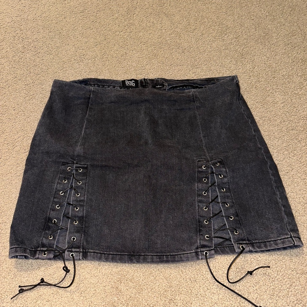 Urban Outfitters Dark Gray Lace-Up Midi Skirt